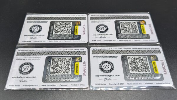Ballet - PURE Bitcoin Low Denomination Set - 4 Cards - Unfunded - Image 2